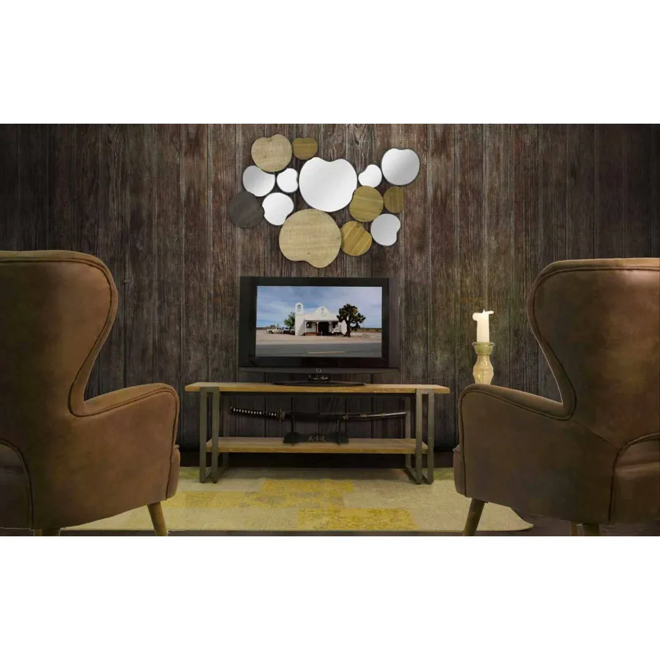 Specchio da Parete di Design Moderno in Legno e Ferro - Ortensio Viadurini