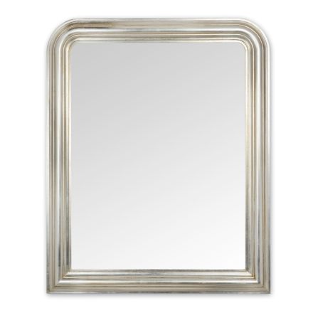 Specchio da Parete in Legno Finitura Foglia Argento Made in Italy - Navona Viadurini