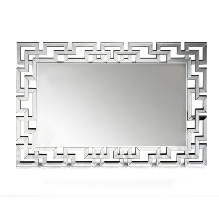 Specchio da Parete in Mdf e Vetro Argentato con Cornice Sagomata - Avolo Viadurini