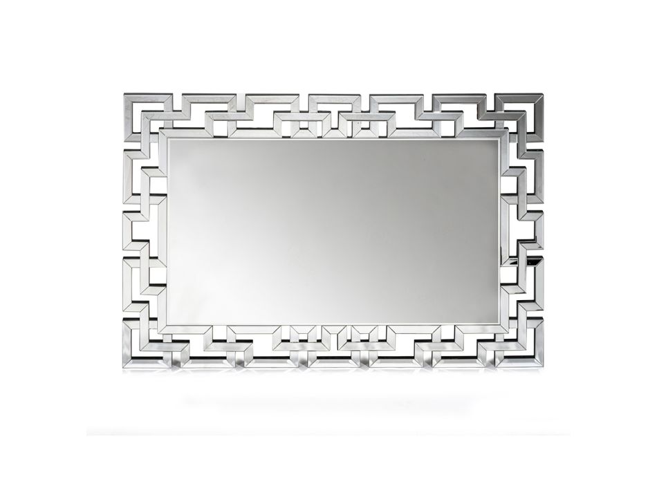 Specchio da Parete in Mdf e Vetro Argentato con Cornice Sagomata - Avolo Viadurini