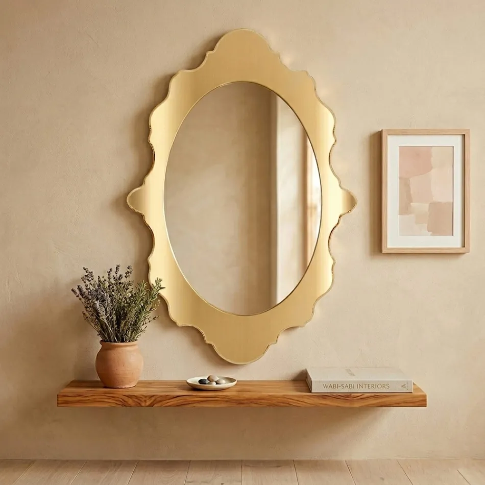 Specchio da Parete in Plexiglass Cornice Oro o Argento Made in Italy - Ariele Viadurini