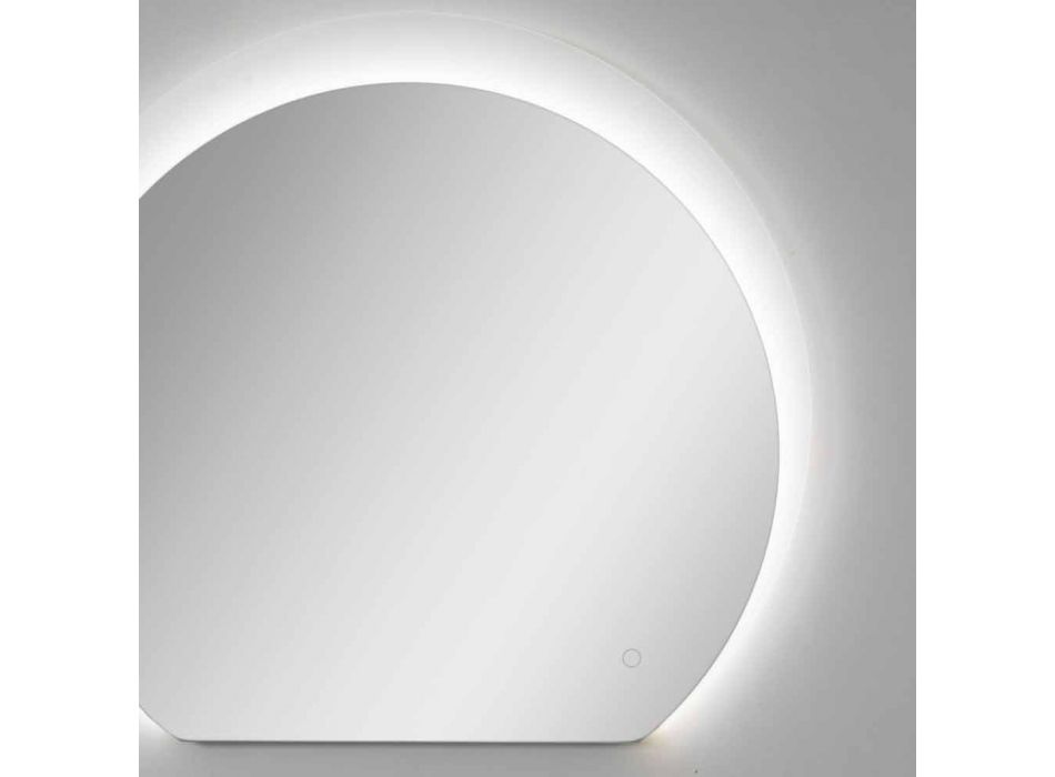 Specchio da Parete Moderno con Dettaglio Sabbiato e LED Made in Italy - Rialto Viadurini