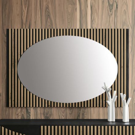 Specchio da Parete Ovale con Supporto a Listelli Verticali Made in Italy - Anne Viadurini