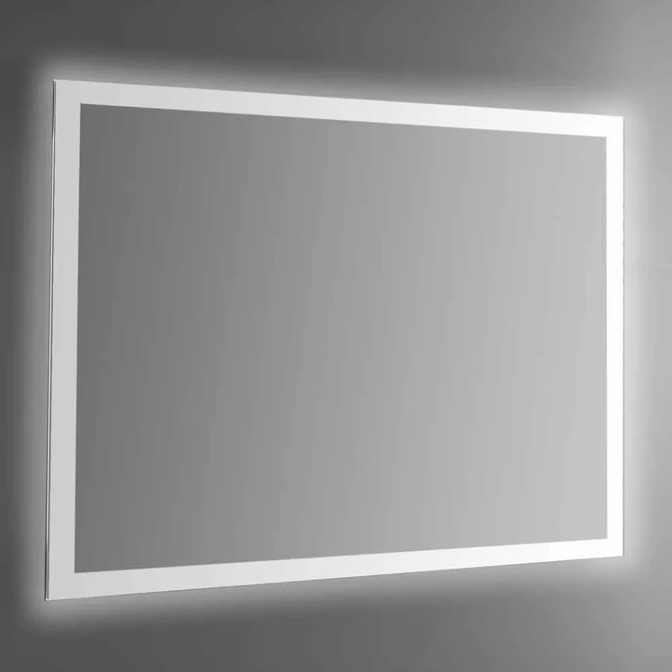 Specchio da Parete Retroilluminato con Cornice Sabbiata Made in Italy - Edigio Viadurini