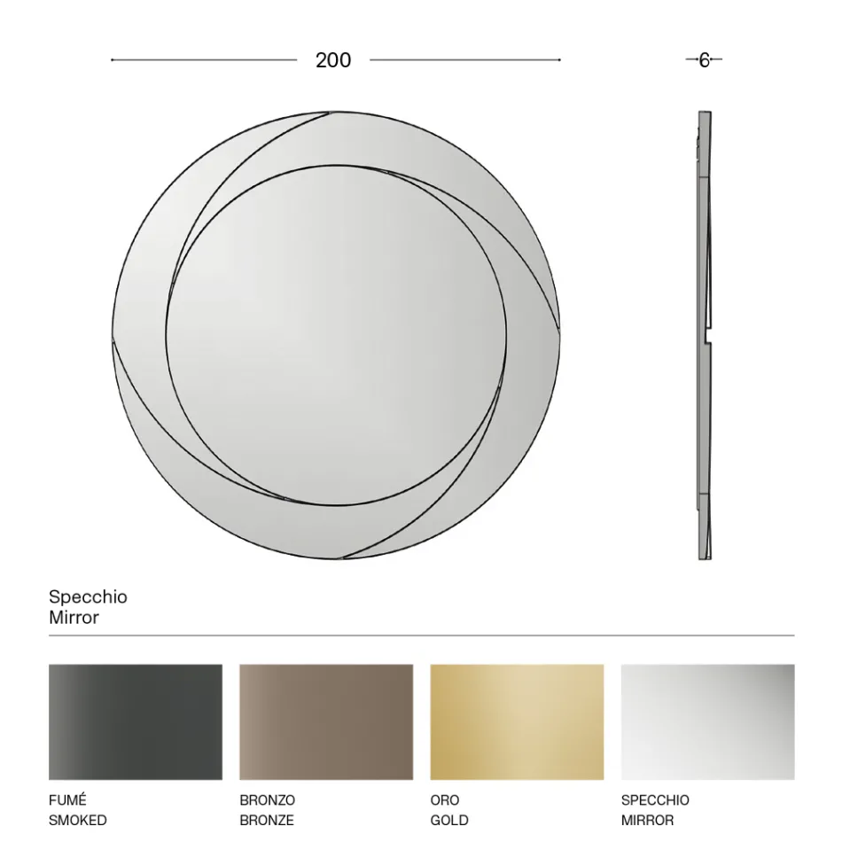 Specchio da Parete Rotondo con Struttura in Legno Made in Italy - Navona Viadurini