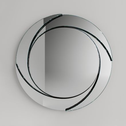 Specchio da Parete Rotondo con Struttura in Legno Made in Italy - Navona Viadurini