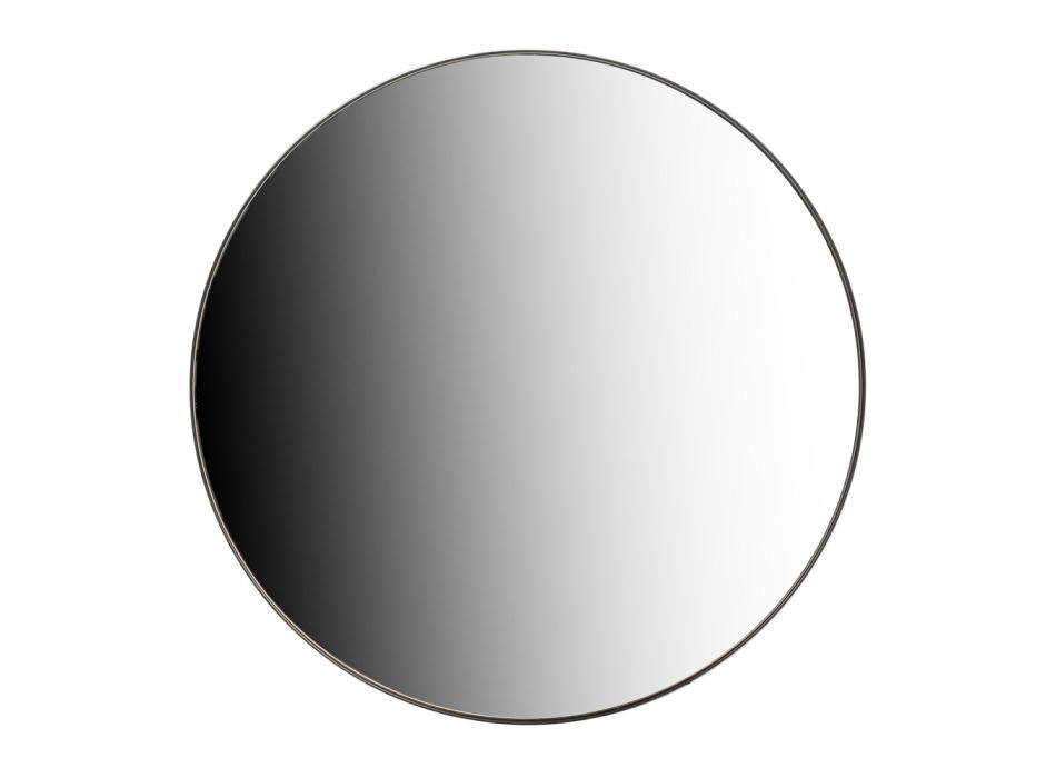 Specchio da Parete Rotondo in Mdf con Cornice in Metallo Nero - Maori Viadurini