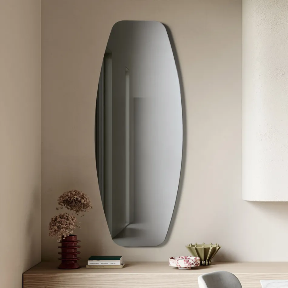 Specchio Dalla Forma Allungata in Tre Varianti di Colore Made in Italy - Silea Viadurini
