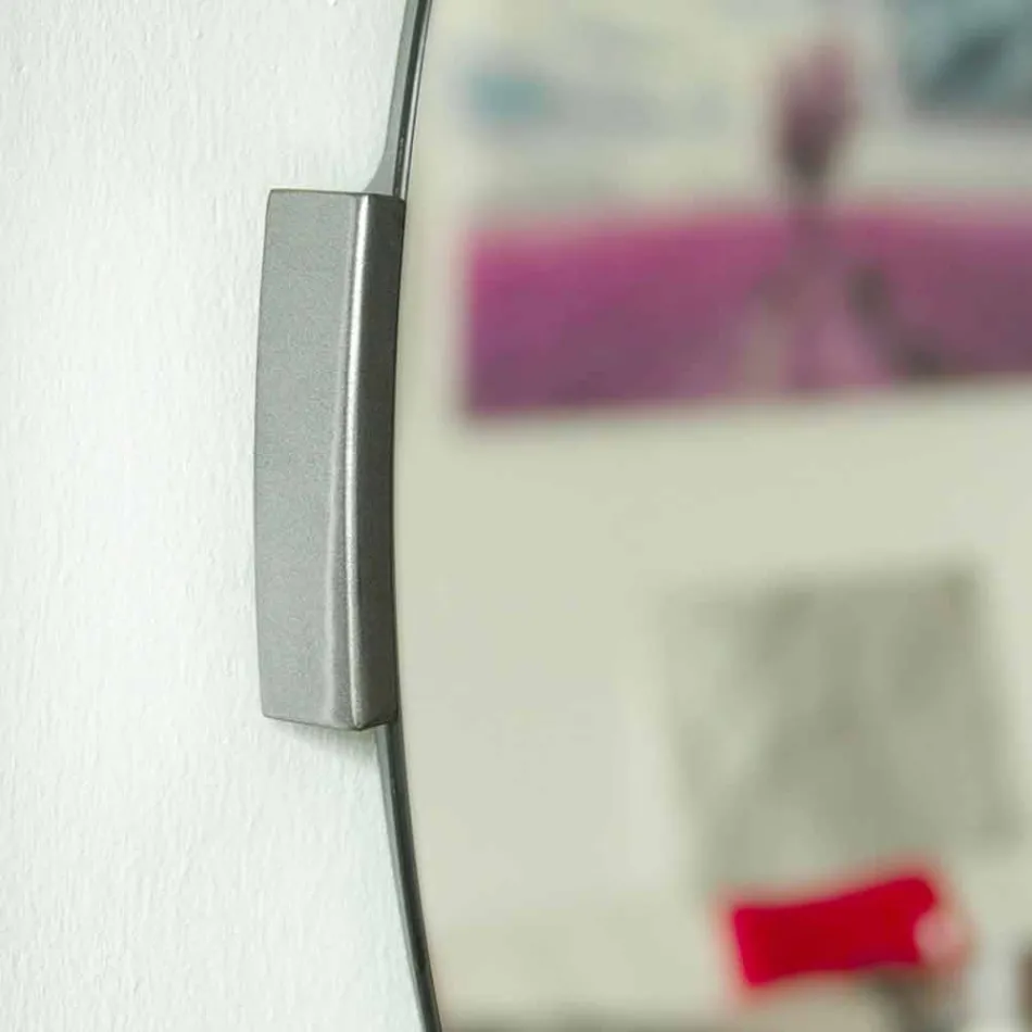 Specchio Decorativo a Muro di Design Tondo Moderno a Sbalzo con Cornice - Odosso Viadurini