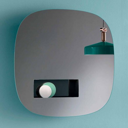 Specchio Decorativo a Muro Finitura Fumè con Vano Nero di Design - Matrix Viadurini