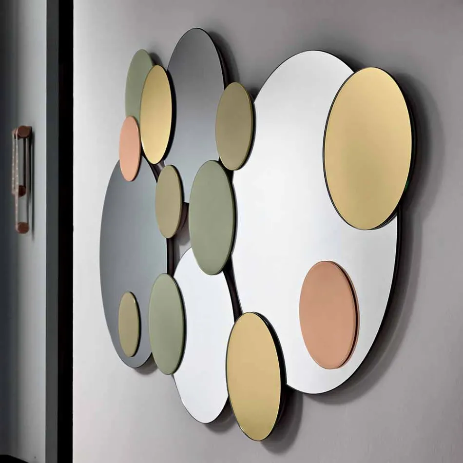 Specchio Decorativo a Parete con Cerchi Colorati Design in 2 Dimensioni - Babol Viadurini