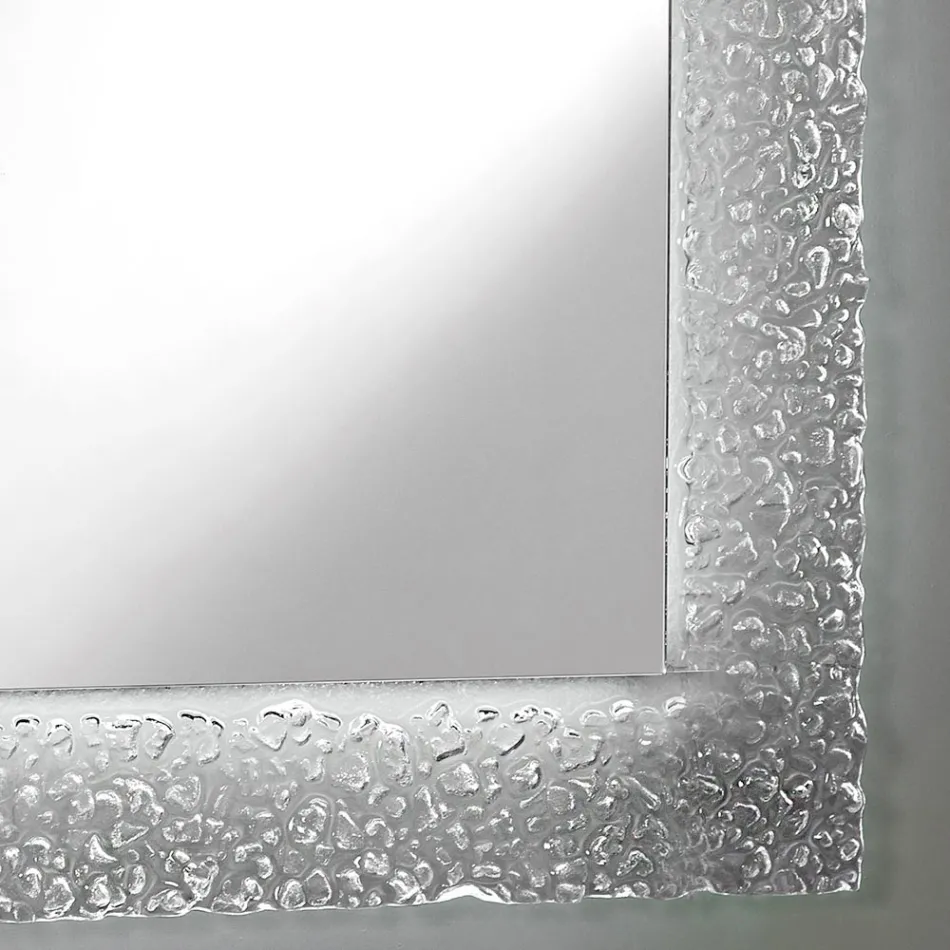 Specchio Decorativo da Parete con Cornice in Vetro e Luce Led di Lusso - Attimo Viadurini