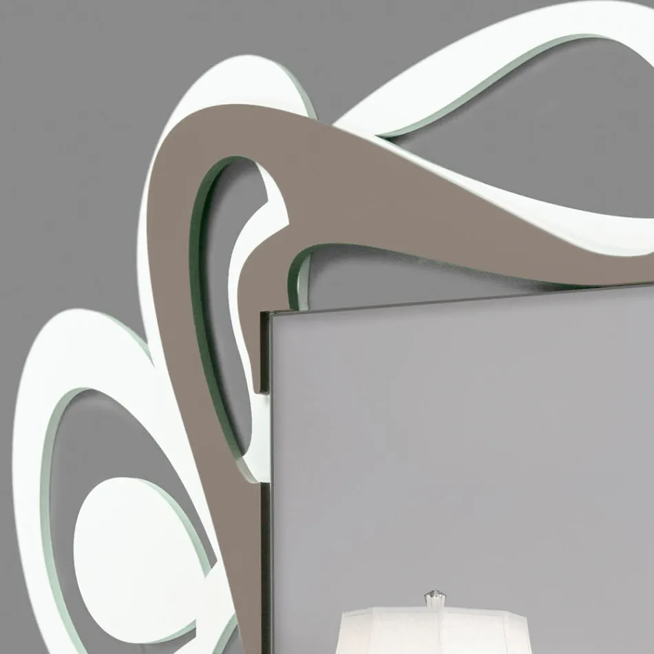 Specchio Decorativo da Parete Design Grande Moderno Bianco e Cacao - Bocchio Viadurini