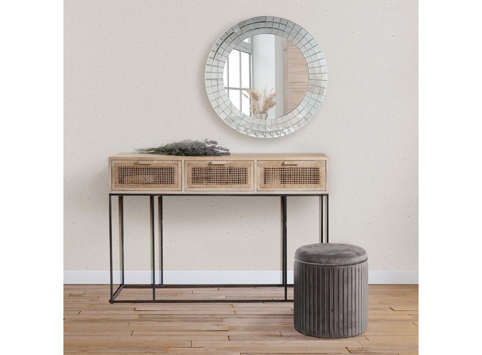 Specchio Decorativo da Parete Rotondo con Cornice a Mosaico in Vetro - Viola Viadurini