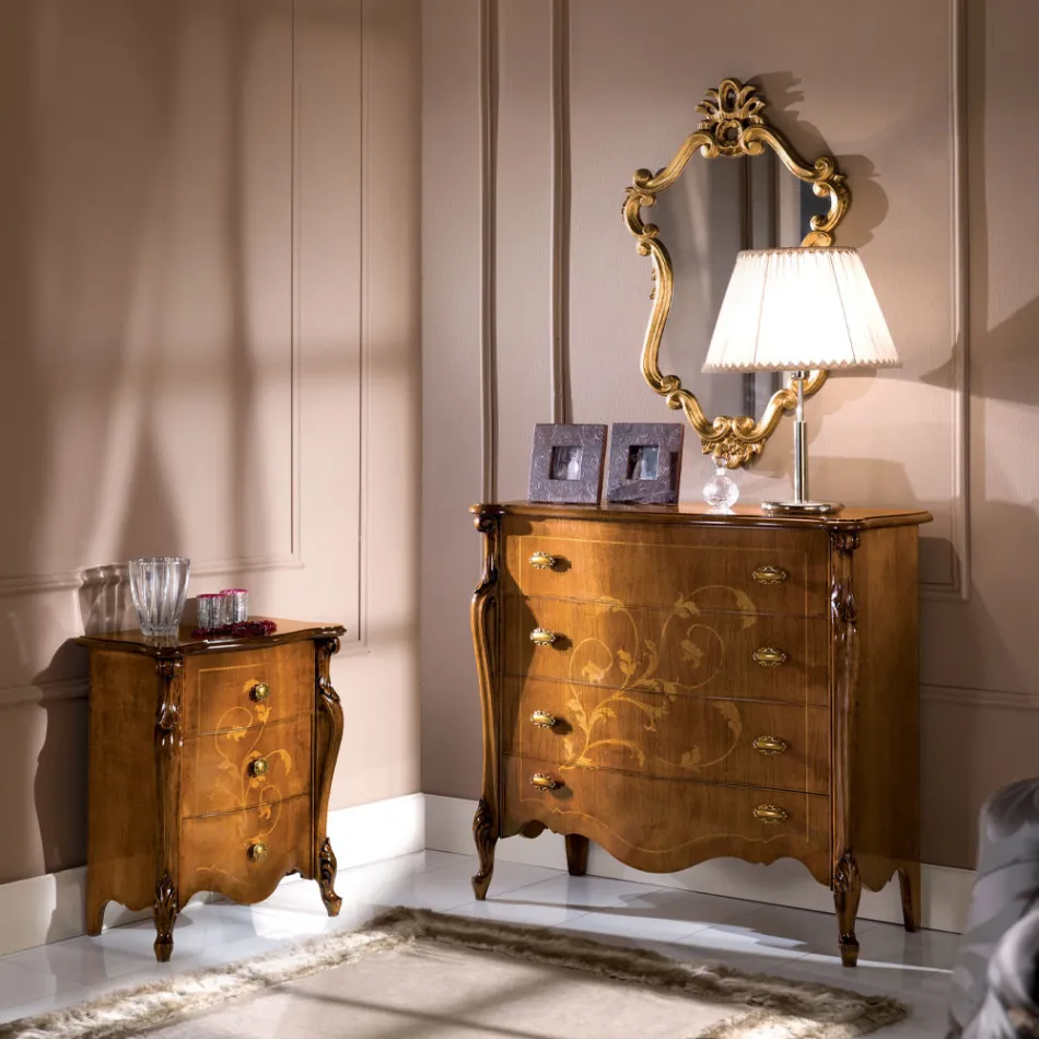 Specchio di Lusso Sagomato con Cornice Foglia Oro Made in Italy - Prezioso Viadurini