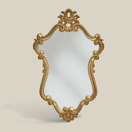 Specchio di Lusso Sagomato con Cornice Foglia Oro Made in Italy - Prezioso Viadurini