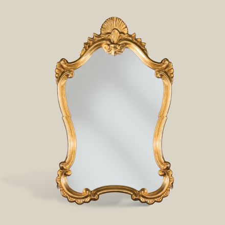Specchio Foglia Oro Classico con Cornice Sagomata Made in Italy - Prezioso Viadurini