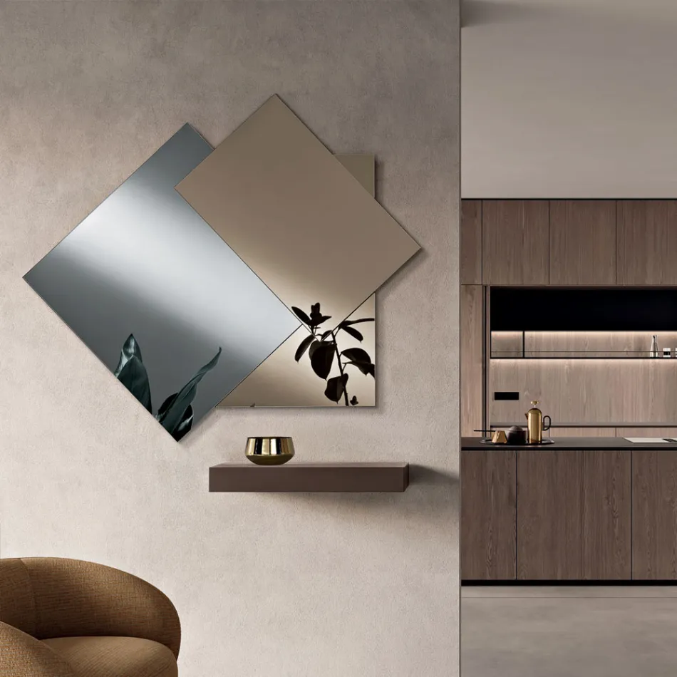 Specchio Formato da 3 Lastre Sovrapposte, 2 Bronzo e 1 Fumè - Armida Viadurini