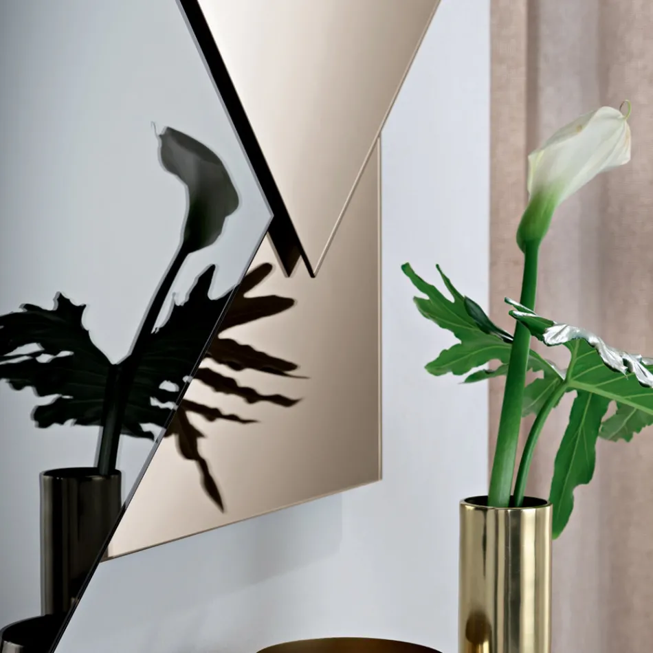 Specchio Formato da 3 Lastre Sovrapposte, 2 Bronzo e 1 Fumè - Armida Viadurini