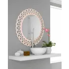 Specchio Grande da Parete di Design Decorativo e Moderno in Legno Rosa - Crown Viadurini