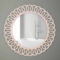 Specchio Grande da Parete di Design Decorativo e Moderno in Legno Rosa - Crown
