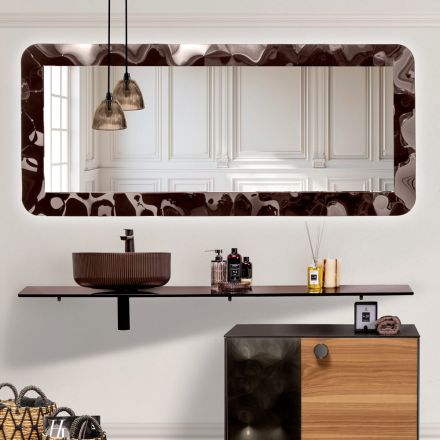 Specchio in Cristallo Curvato Effetto "Liquido" e Retroilluminato - Excelsior Viadurini