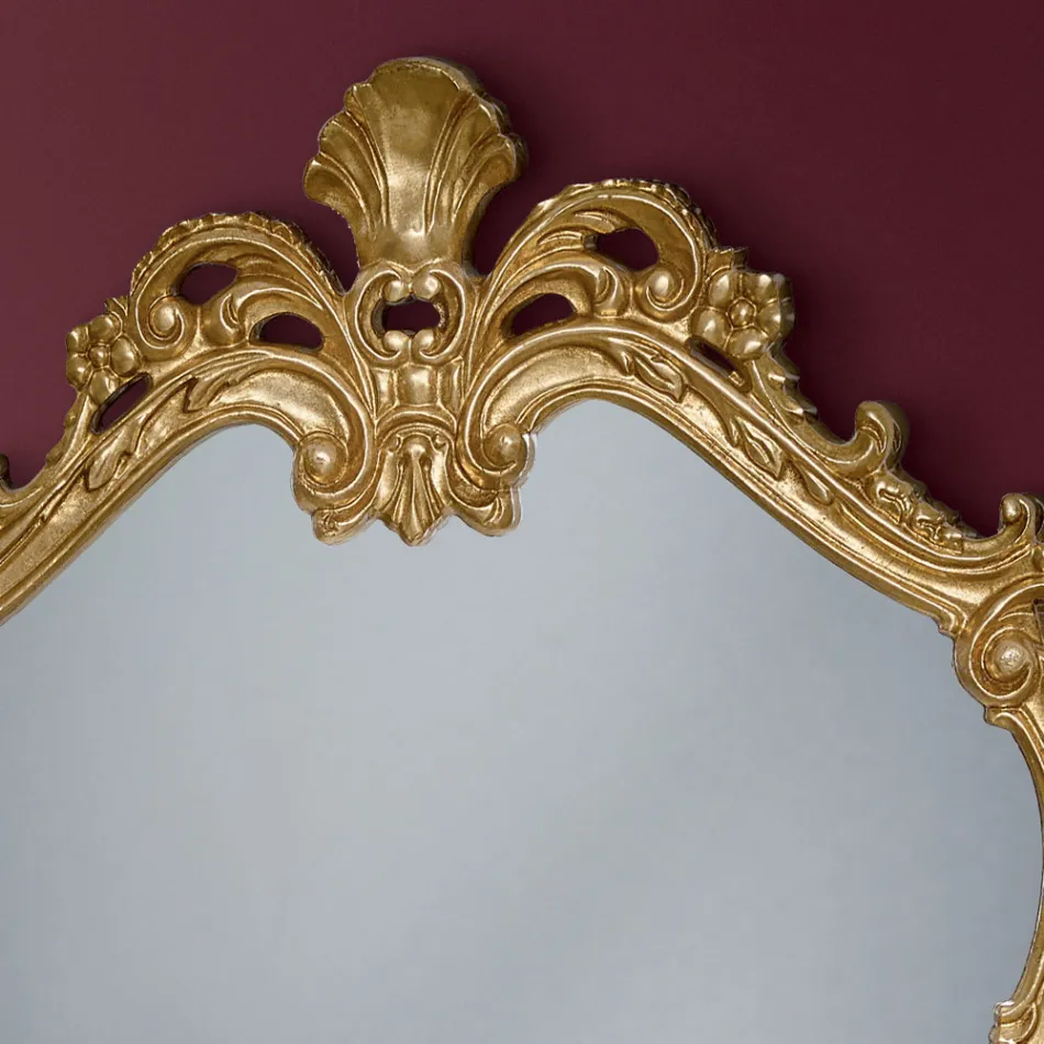 Specchio in Legno con Cornice Traforata Sagomata Made in Italy - Amazzone Viadurini