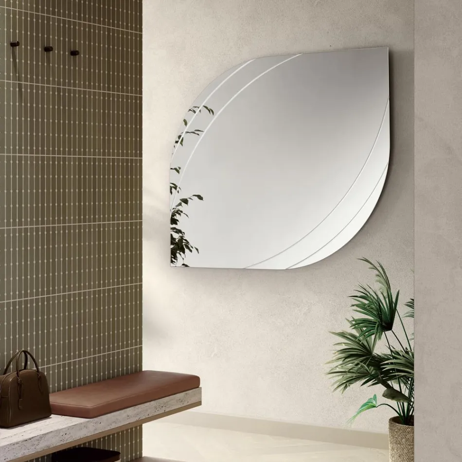 Specchio in Vetro con Incisioni in Due Misure e Colori Made in Italy - Vela Viadurini