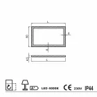 Specchio moderno con bordi vetro satinato, illuminazione LED, Ady  Viadurini