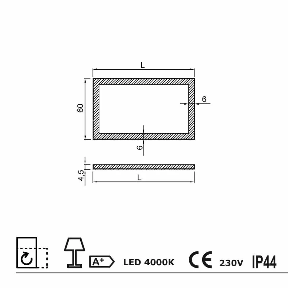 Specchio moderno con bordi vetro satinato, illuminazione LED, Ady  Viadurini