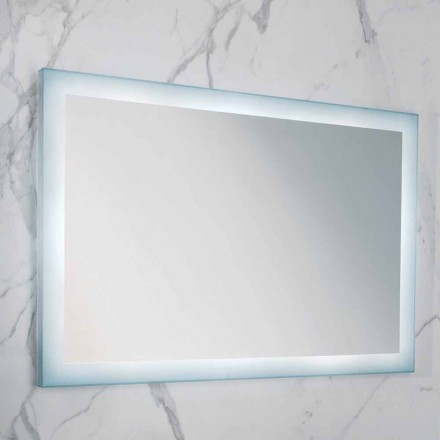 Specchio moderno con bordi vetro satinato, illuminazione LED, Ady  Viadurini
