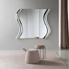 Specchio Modulare con Inserto in Vetro Fuso Realizzato in Italia - Sorya Viadurini