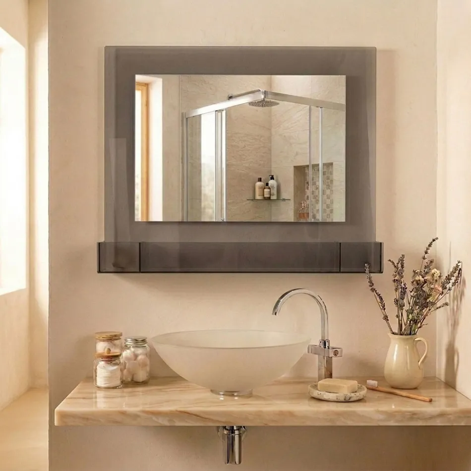 Specchio Orizzontale Contenitore da Parete in Plexiglass Made in Italy - Kiran Viadurini