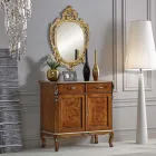 Specchio Ovale Classico Legno Foglia Oro e Argento Made in Italy - Vanessa Viadurini
