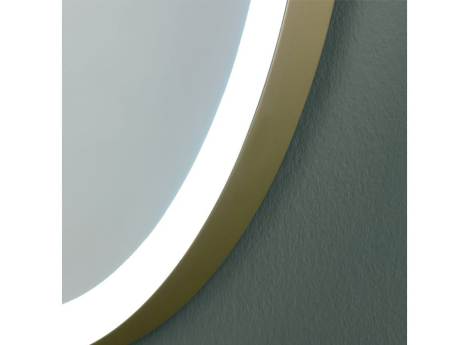 Specchio Ovale con Cornice in Metallo e Luci Made in Italy - Mozart Viadurini