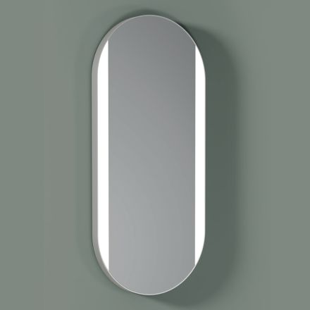 Specchio Ovale da Bagno con Luci ai Lati Made in Italy - Albert Viadurini