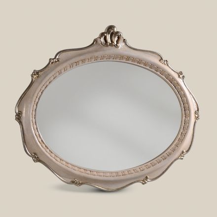 Specchio Ovale Stile Classico in Legno Bianco Made in Italy - Florence Viadurini