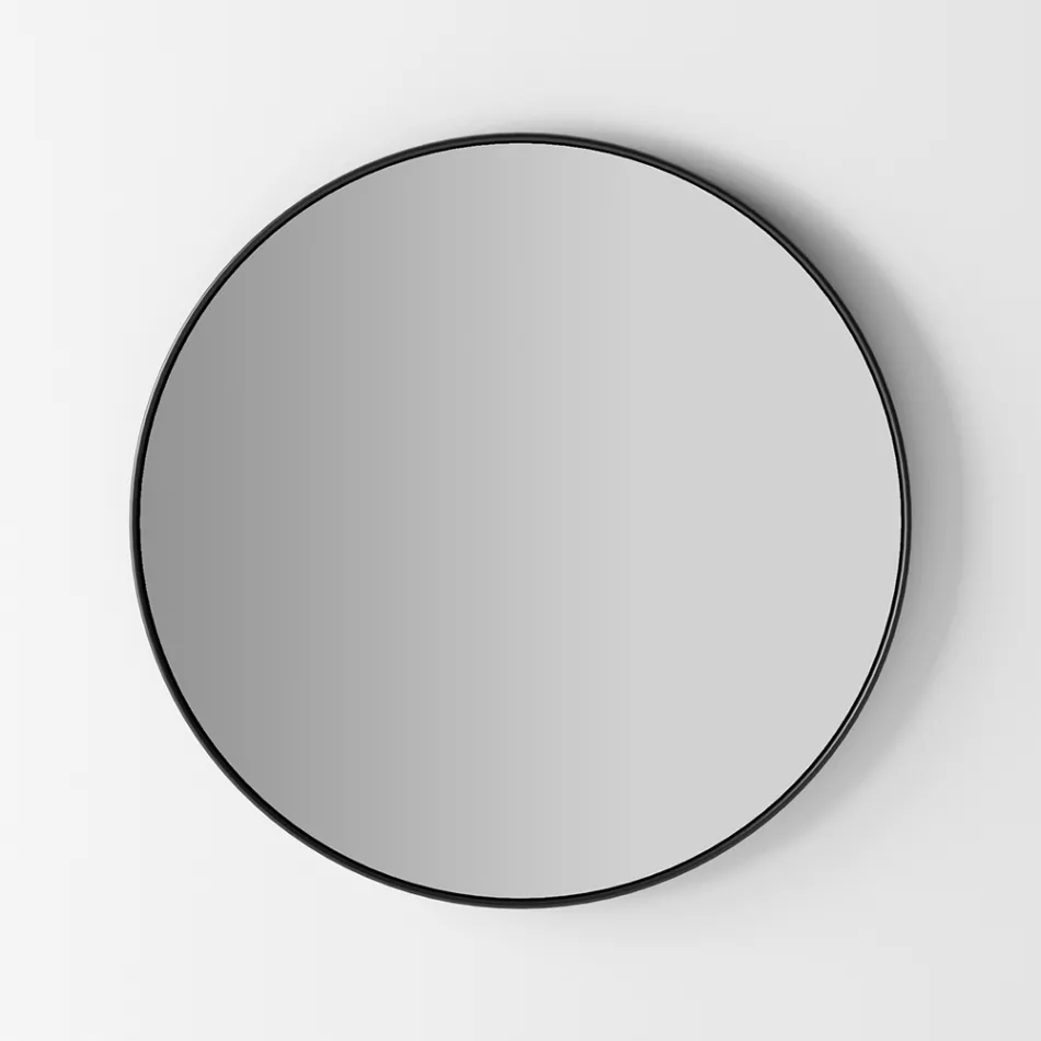 Specchio Parete Retroilluminato con Cornice Nera Made in Italy - Riflessi Viadurini