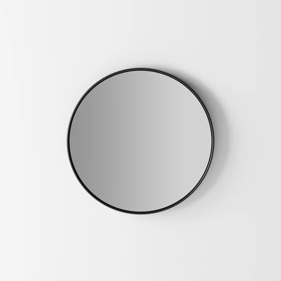 Specchio Parete Retroilluminato con Cornice Nera Made in Italy - Riflessi Viadurini