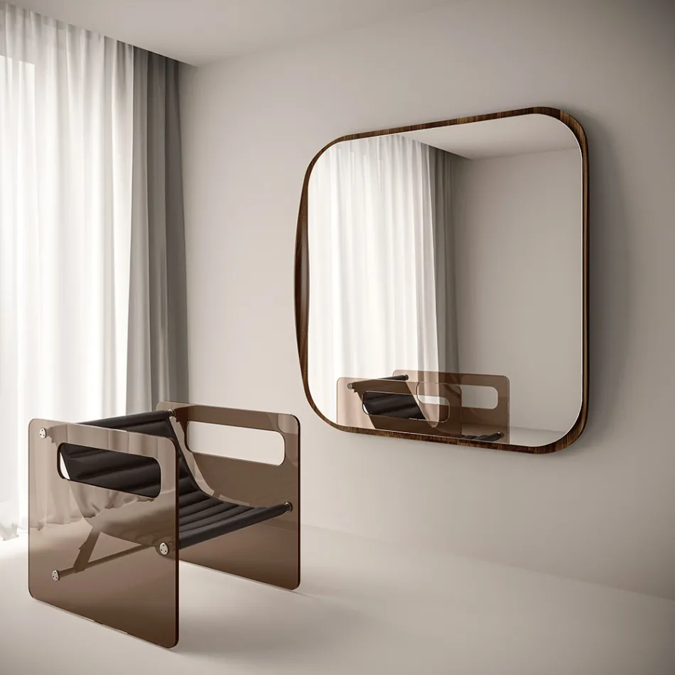 Specchio Quadrato con Cornice in Legno di Design Made in Italy - Vespera Viadurini