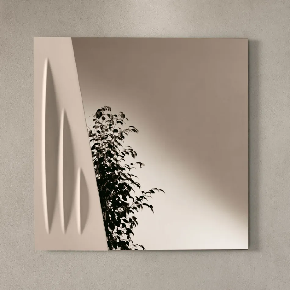 Specchio Quadrato con Inserto Verniciato in Due Colori Made in Italy - Elion Viadurini