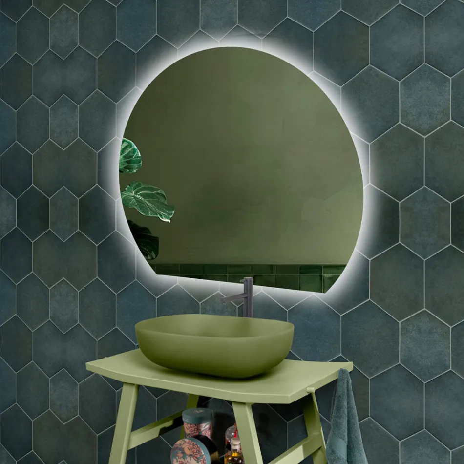 Specchio Retroilluminato con Stripe Led a Luce Continua sulla Parete - Excelsior Viadurini