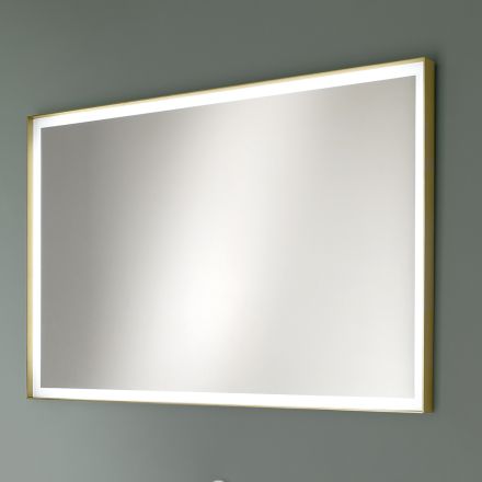 Specchio Rettangolare a Parete Cornice in Metallo Vari Colori e Luce Led - Renga Viadurini