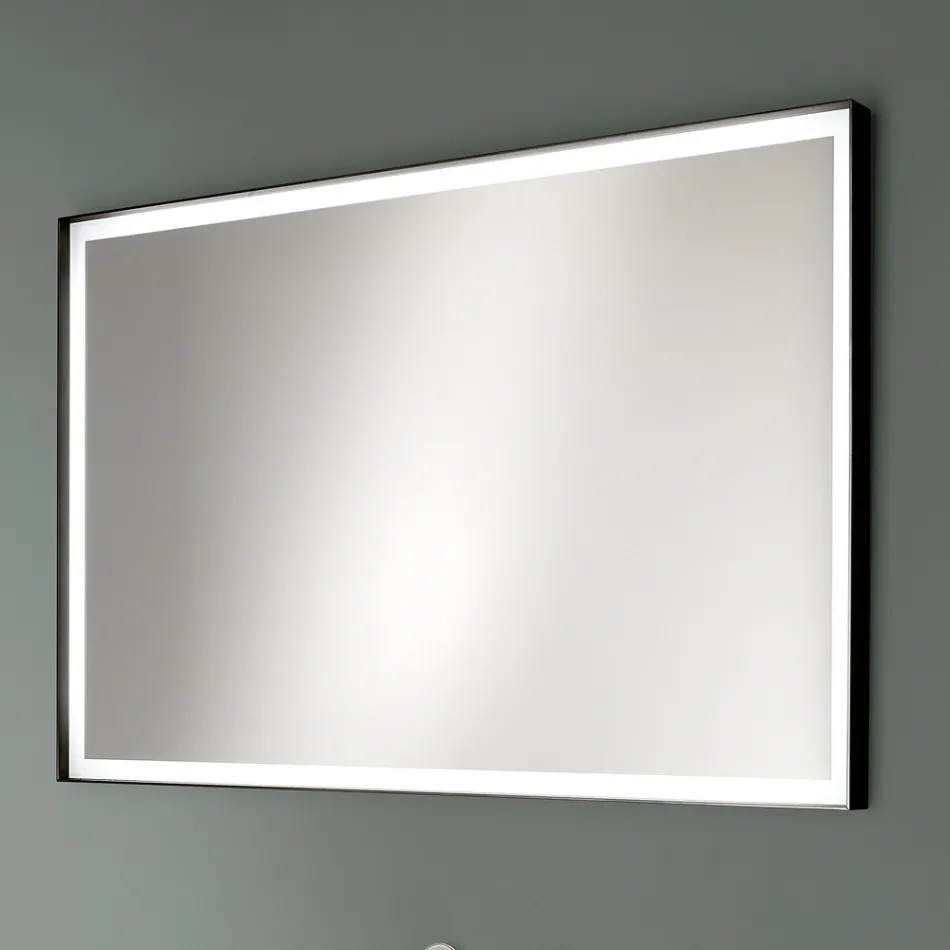 Specchio Rettangolare a Parete Cornice in Metallo Vari Colori e Luce Led - Renga Viadurini