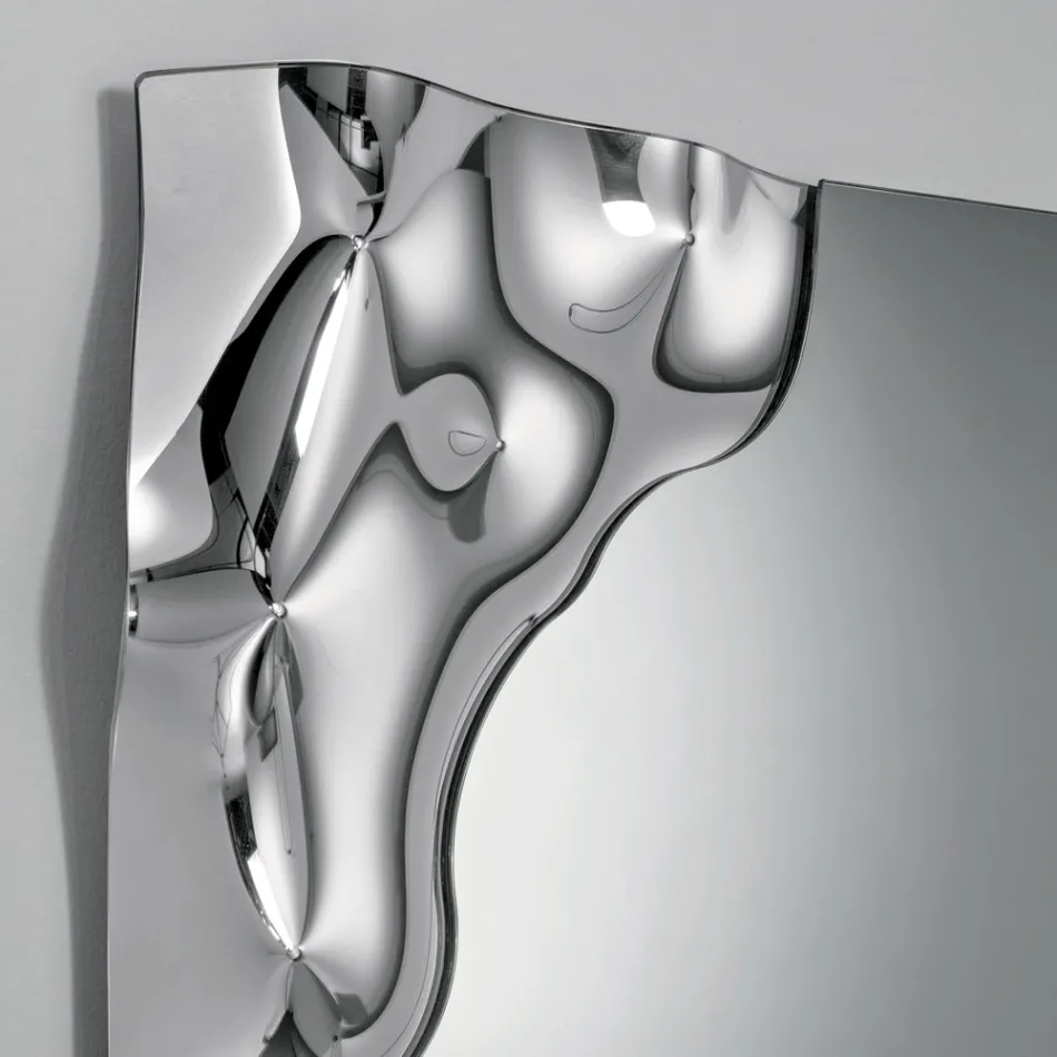 Specchio Rettangolare con Angolo in Vetro Fuso Made in Italy - Adelinda Viadurini