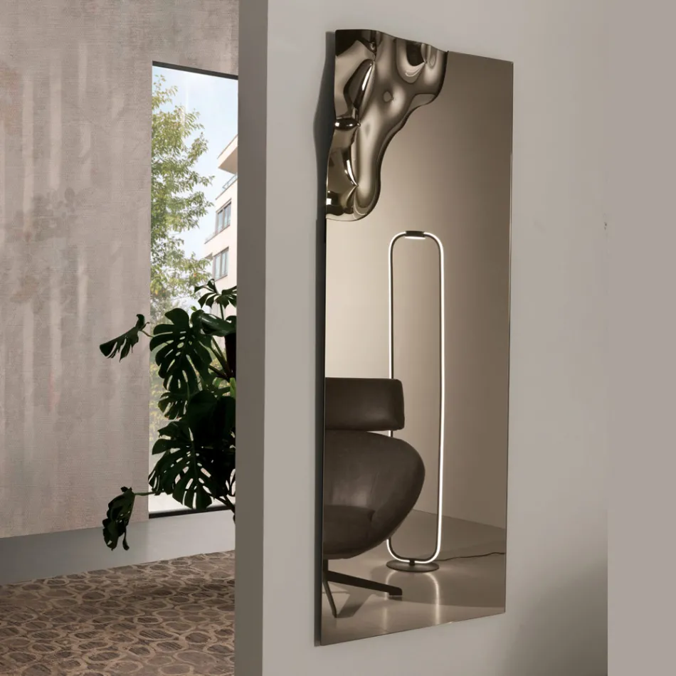 Specchio Rettangolare con Angolo in Vetro Fuso Made in Italy - Adelinda Viadurini