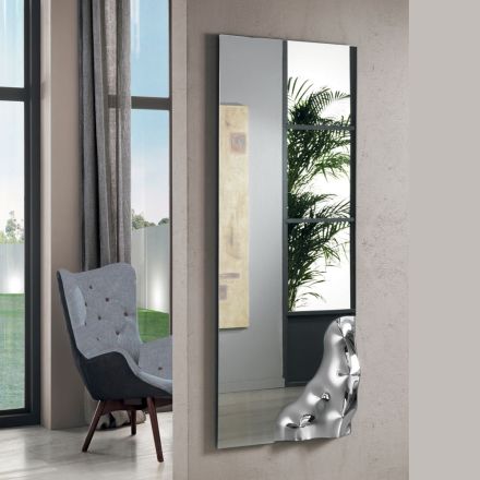 Specchio Rettangolare con Angolo in Vetro Fuso Made in Italy - Adelinda Viadurini