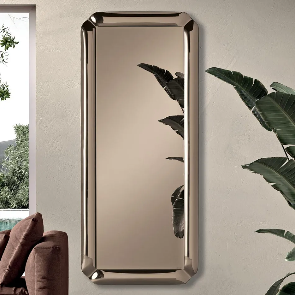 Specchio Rettangolare con Cornice in Cristallo Fuso Made in Italy - Belinda Viadurini