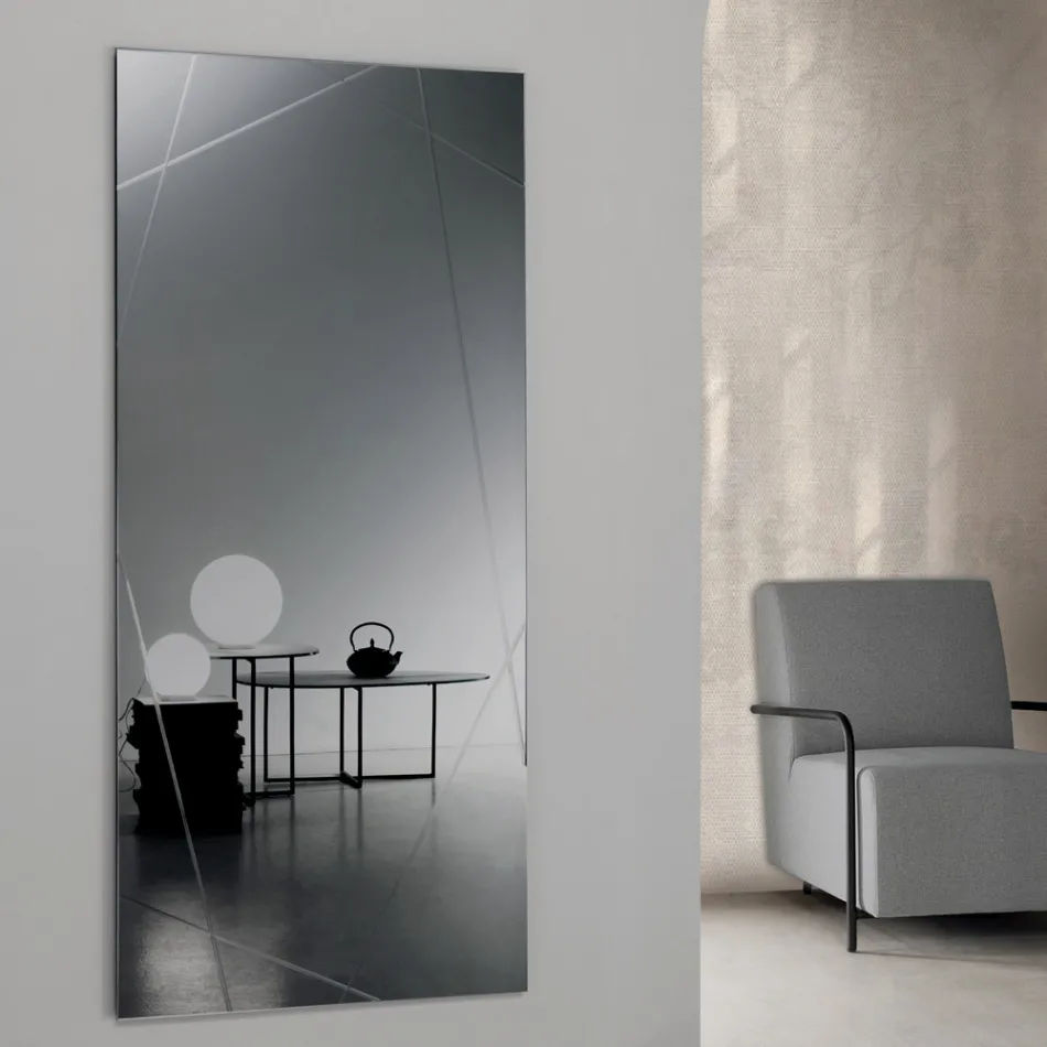 Specchio Rettangolare con Incisioni a Laser Made in Italy - Alberta Viadurini