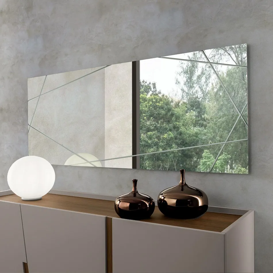 Specchio Rettangolare con Incisioni a Laser Made in Italy - Alberta Viadurini